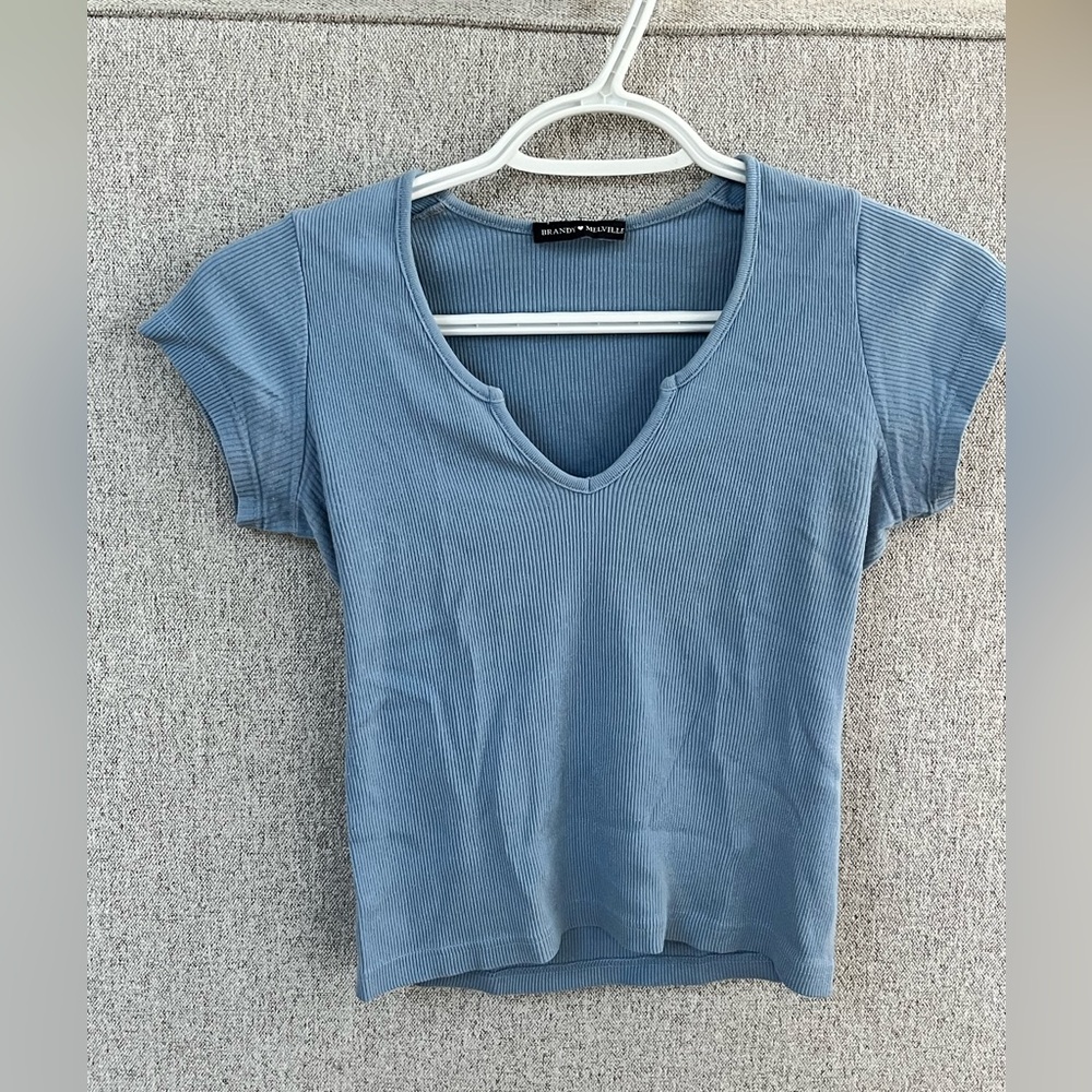 Blue Brandy Melville Baby Tee (Notch Detail)